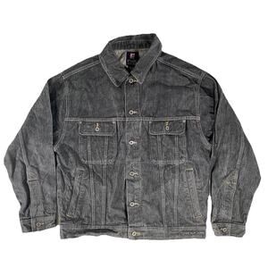 Vintage Chaps Ralph Lauren Men's Trucker Denim Jacket Size M Black Washed Y2K